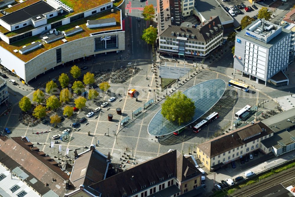 Aerial photograph Osnabrück - Ensemble space Theodor-Heuss-Platz in the inner city center in Osnabrueck in the state Lower Saxony, Germany