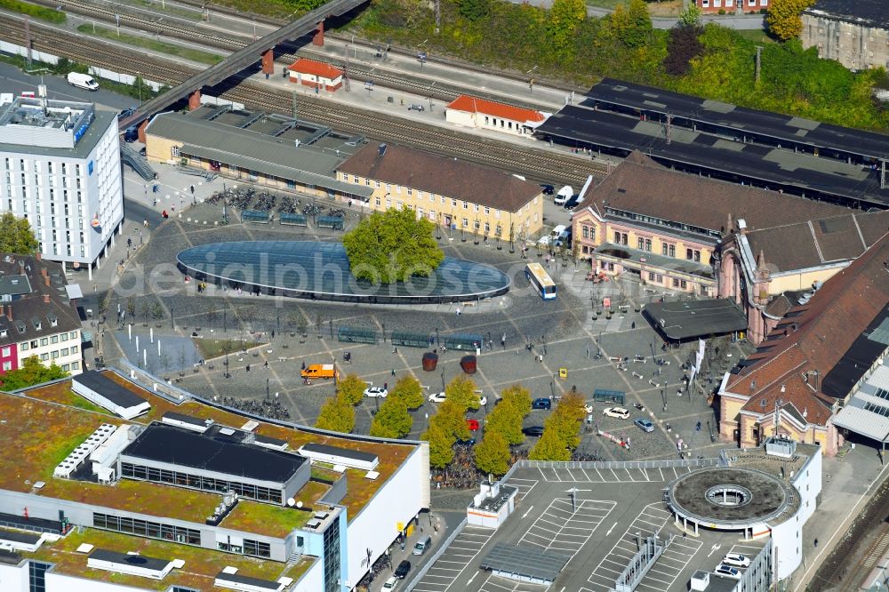 Osnabrück from above - Ensemble space Theodor-Heuss-Platz in the inner city center in Osnabrueck in the state Lower Saxony, Germany