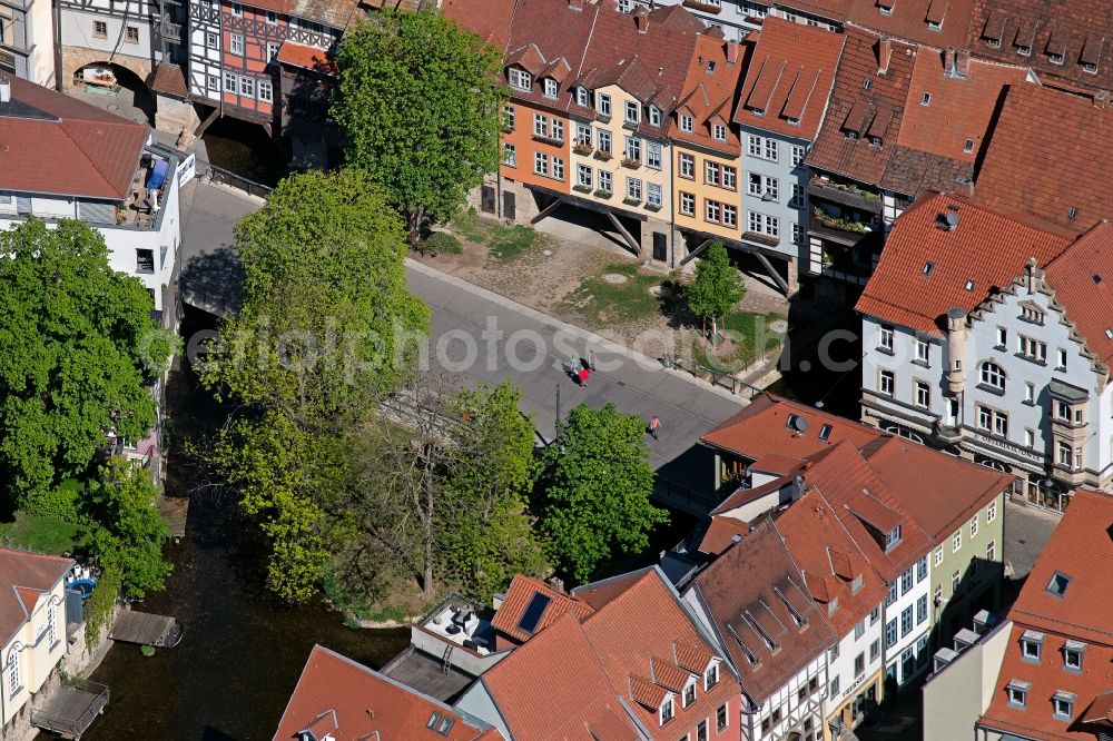 Aerial photograph Erfurt - Ensemble space an place Wenigemarkt in the inner city center in the district Altstadt in Erfurt in the state Thuringia, Germany