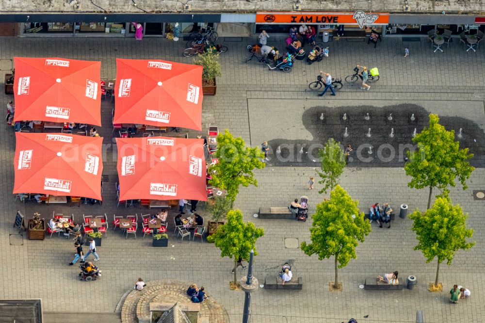 Witten from the bird's eye view: ensemble space an place in the inner city center on street Bahnhofstrasse in Witten at Ruhrgebiet in the state North Rhine-Westphalia, Germany