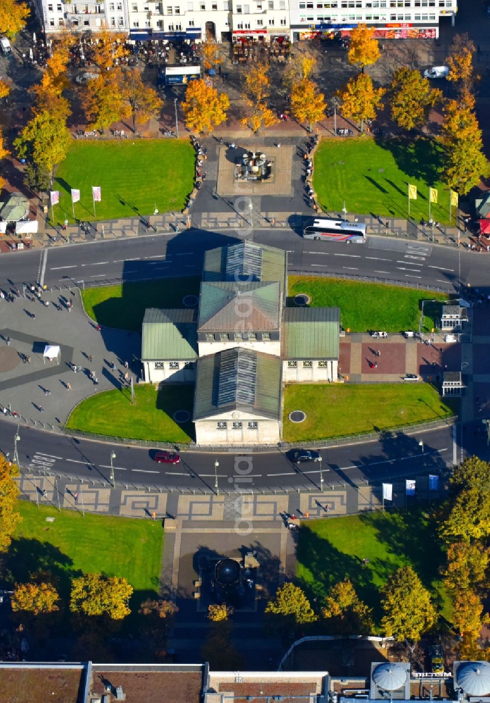 Berlin from the bird's eye view: Ensemble space Wittenbergplatz in the inner city center in Berlin, Germany