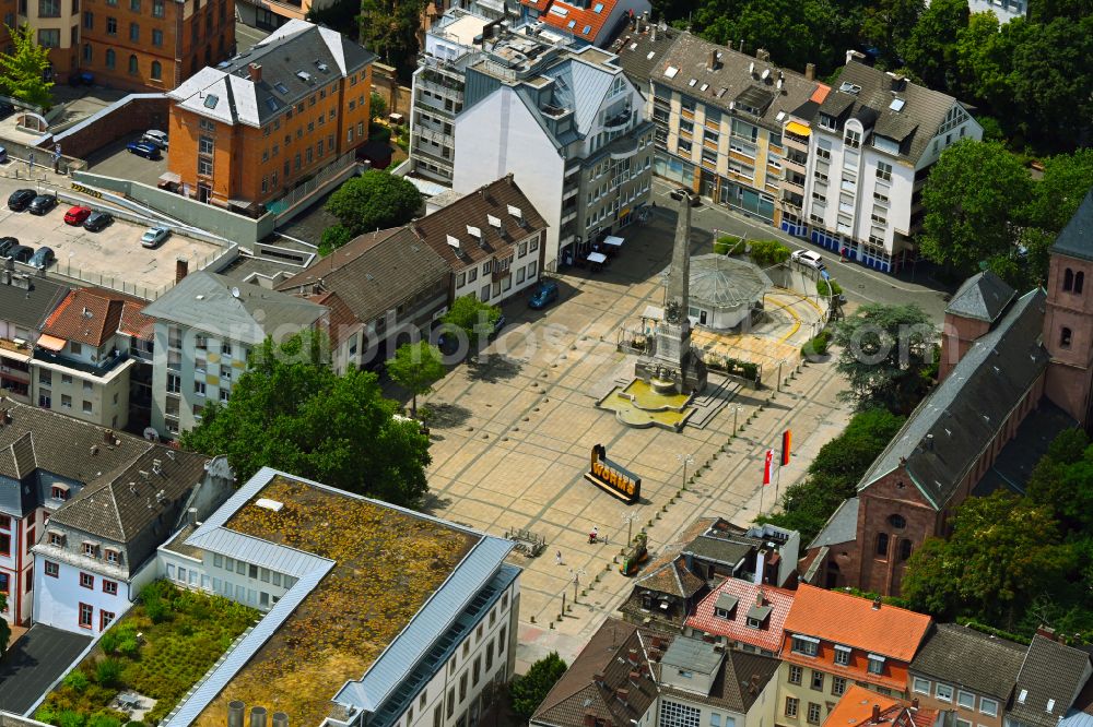 Worms from above - Ensemble space an place in the inner city center on place Ludwigsplatz in Worms in the state Rhineland-Palatinate, Germany