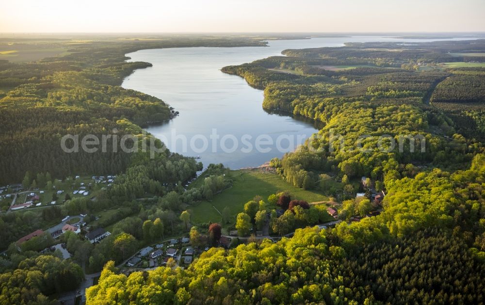 Aerial image Stuer - View of the lake Plauer See near Stuer in the state Mecklenburg-West Pomerania