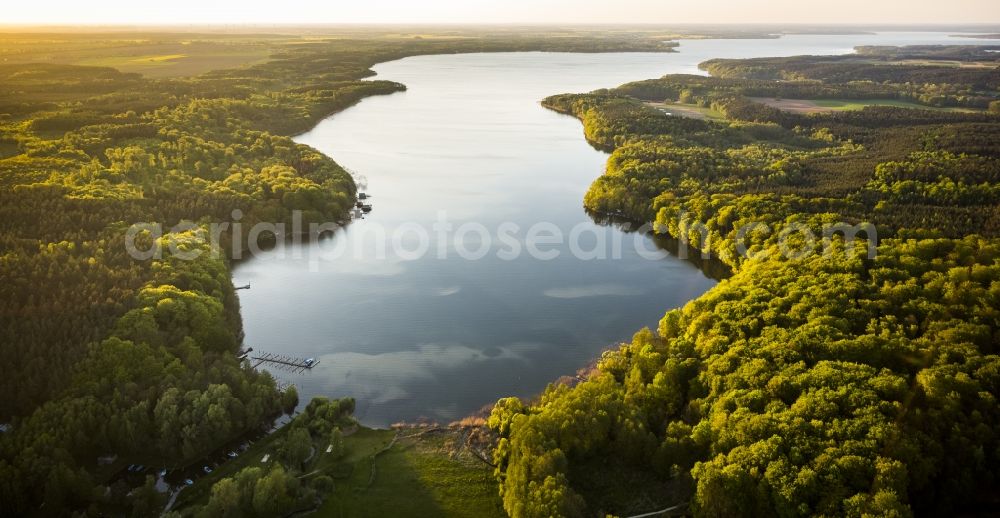 Stuer from above - View of the lake Plauer See near Stuer in the state Mecklenburg-West Pomerania