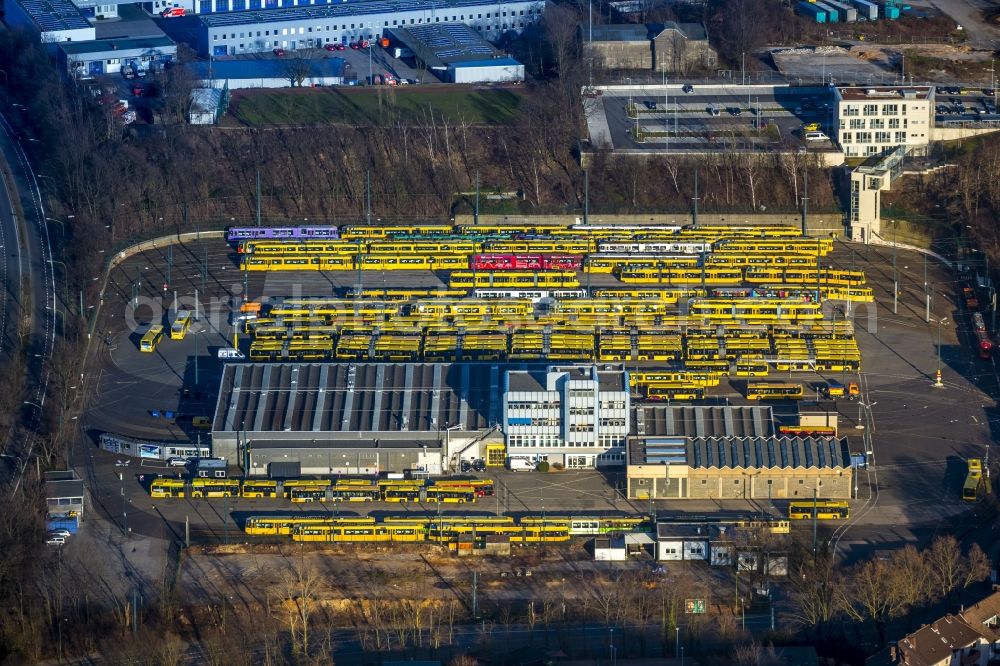 Essen from above - The tram depot transport companies in Essen in Essen, Nordrhein-Westfalen