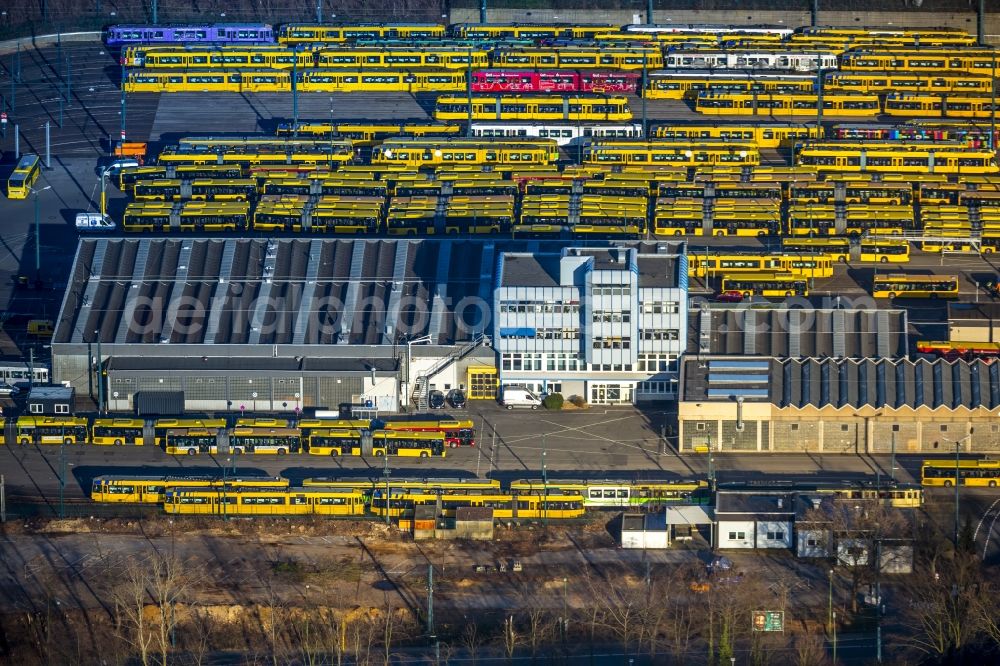 Essen from the bird's eye view: The tram depot transport companies in Essen in Essen, Nordrhein-Westfalen