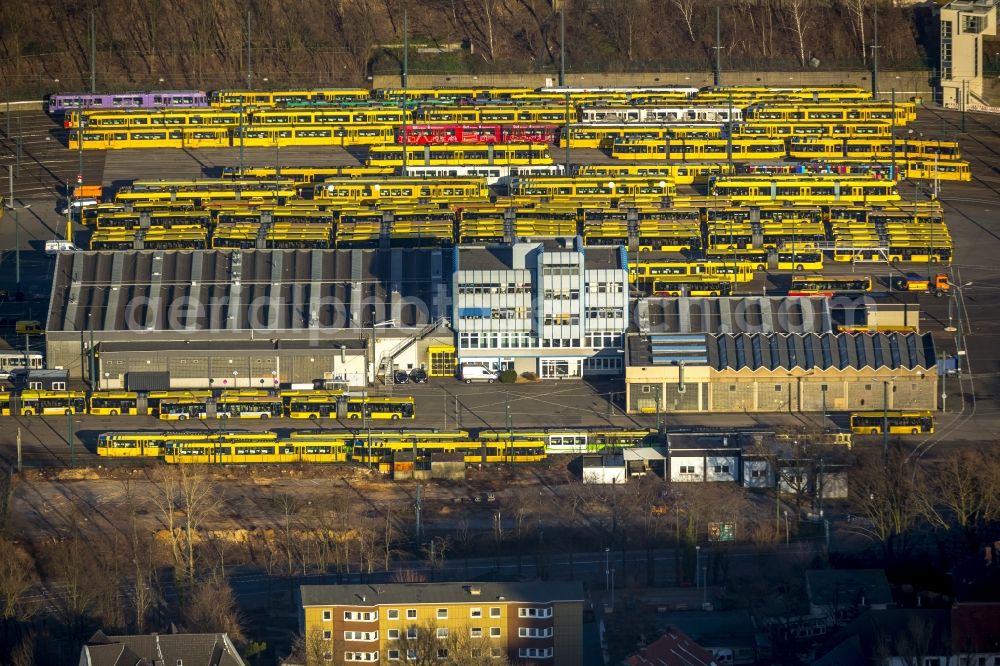 Essen from the bird's eye view: The tram depot transport companies in Essen in Essen, Nordrhein-Westfalen