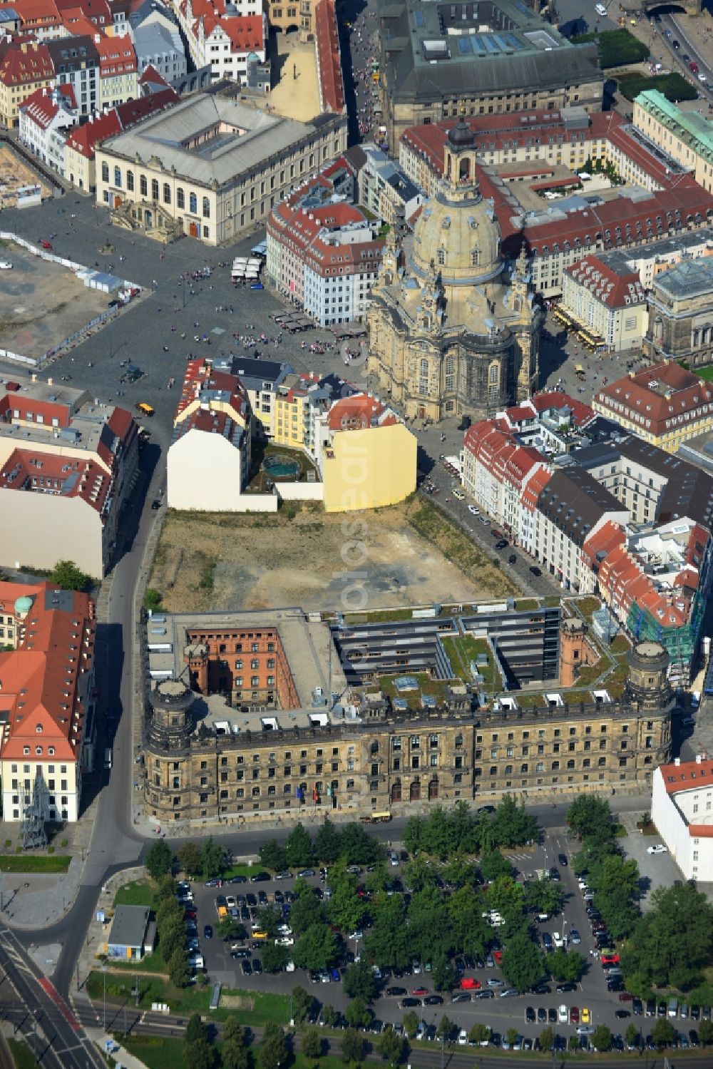 Dresden from the bird's eye view: Police authority building at Schießgasse in the inner historic city of Dresden