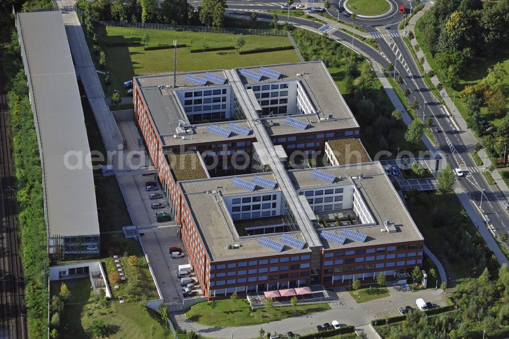 Bonn from the bird's eye view: Das Bonner Polizeipräsidium im Stadtteil Ramersdorf. Das Gebäude wurde 2007 fertig gestellt. The Bonn police headquarters in the Bonn district Ramersdorf.