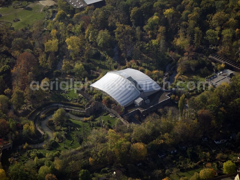 Leipzig from the bird's eye view: View of the ape enclousure in the zoo in Leipzig in the state of Saxony