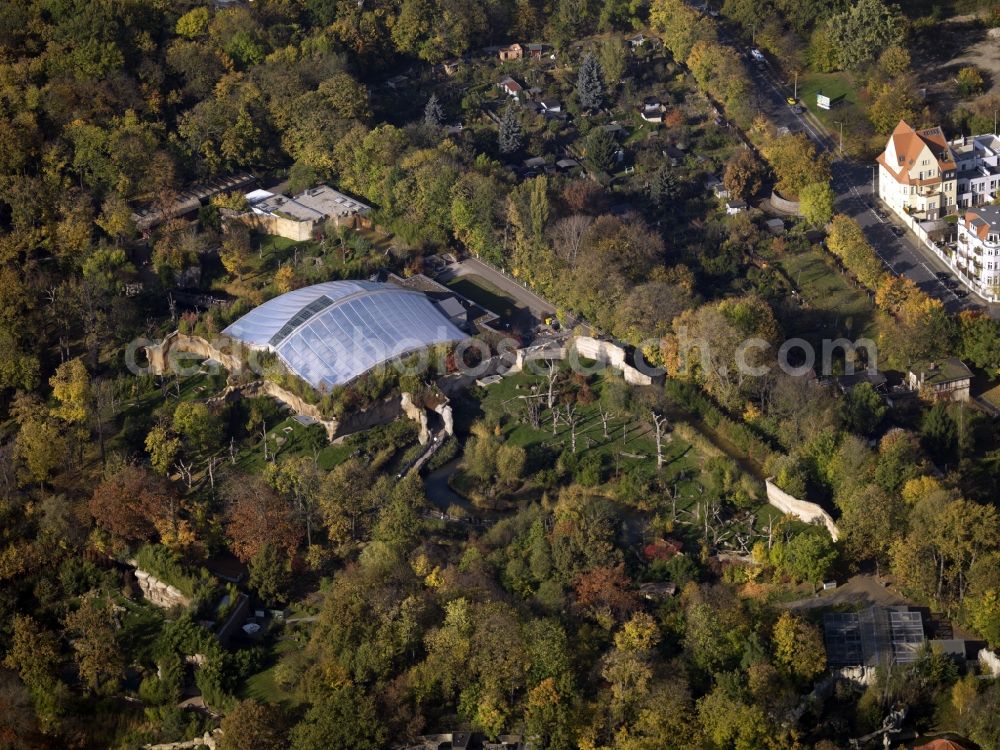 Aerial image Leipzig - View of the ape enclousure in the zoo in Leipzig in the state of Saxony