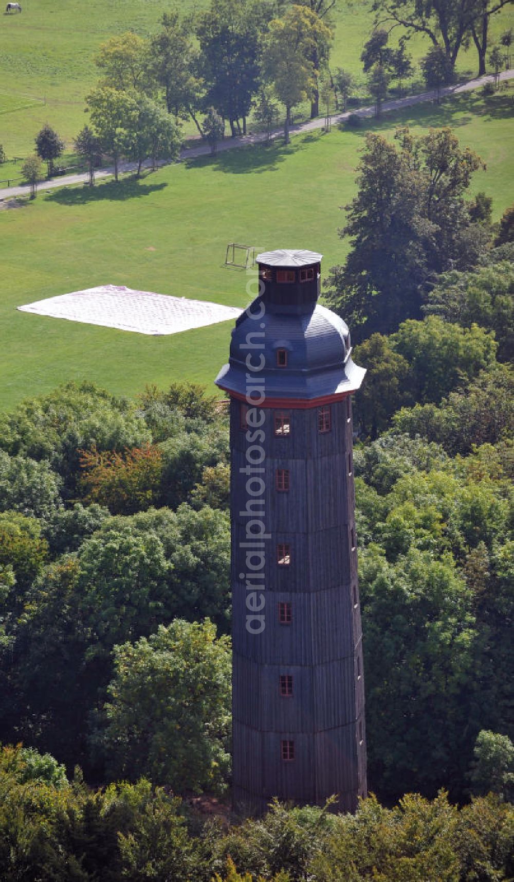 Aerial image Sondershausen - The Possentower is the oldest and highest look-out in Europe, which was made in framework