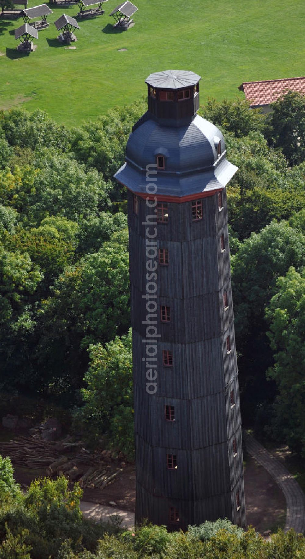 Aerial photograph Sondershausen - The Possentower is the oldest and highest look-out in Europe, which was made in framework