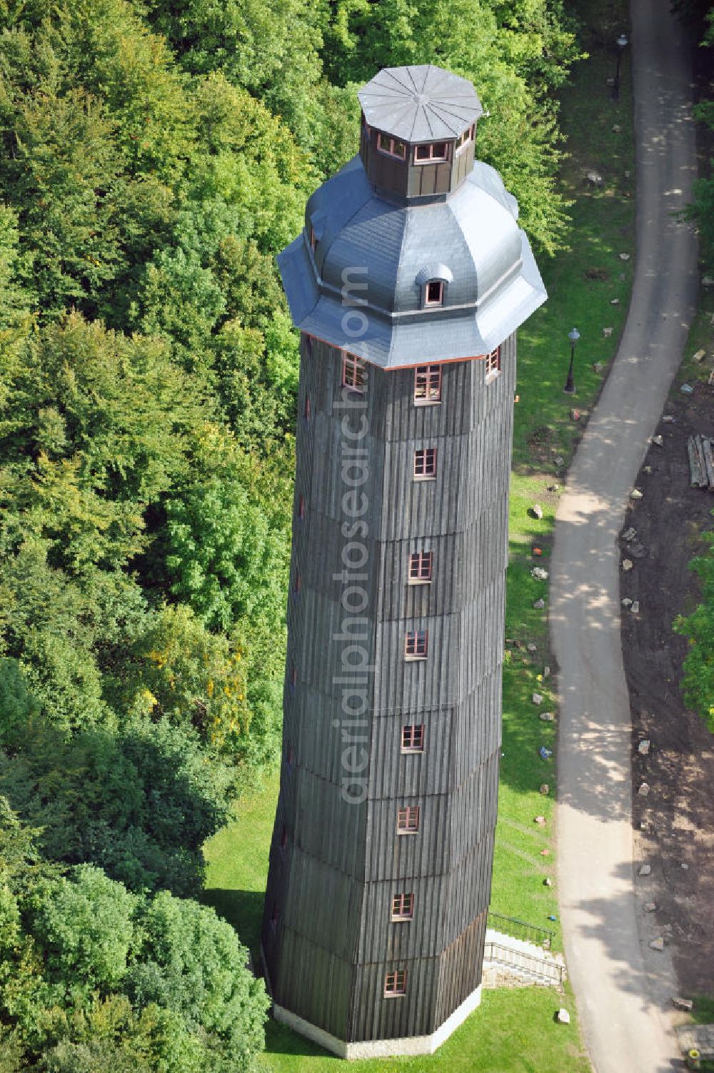 Sondershausen from above - The Possentower is the oldest and highest look-out in Europe, which was made in framework