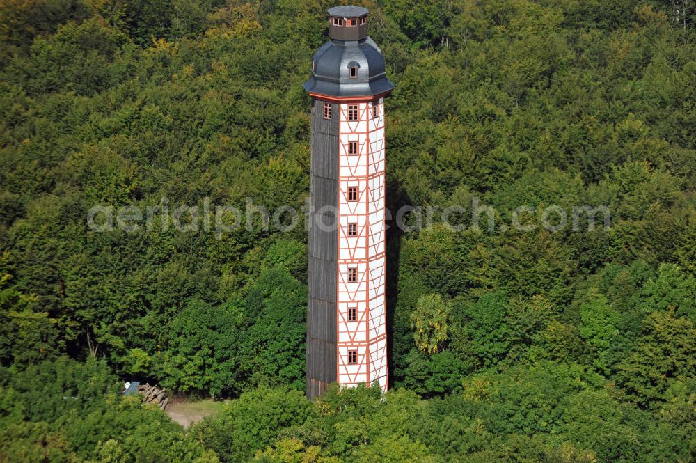 Aerial image Sondershausen - The Possentower is the oldest and highest look-out in Europe, which was made in framework