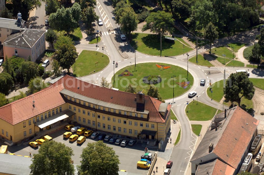 Naumburg an der Saale from the bird's eye view: Postfiliale am Heinrich-von-Stephan-Platz mit Postbank Finanzcenter.