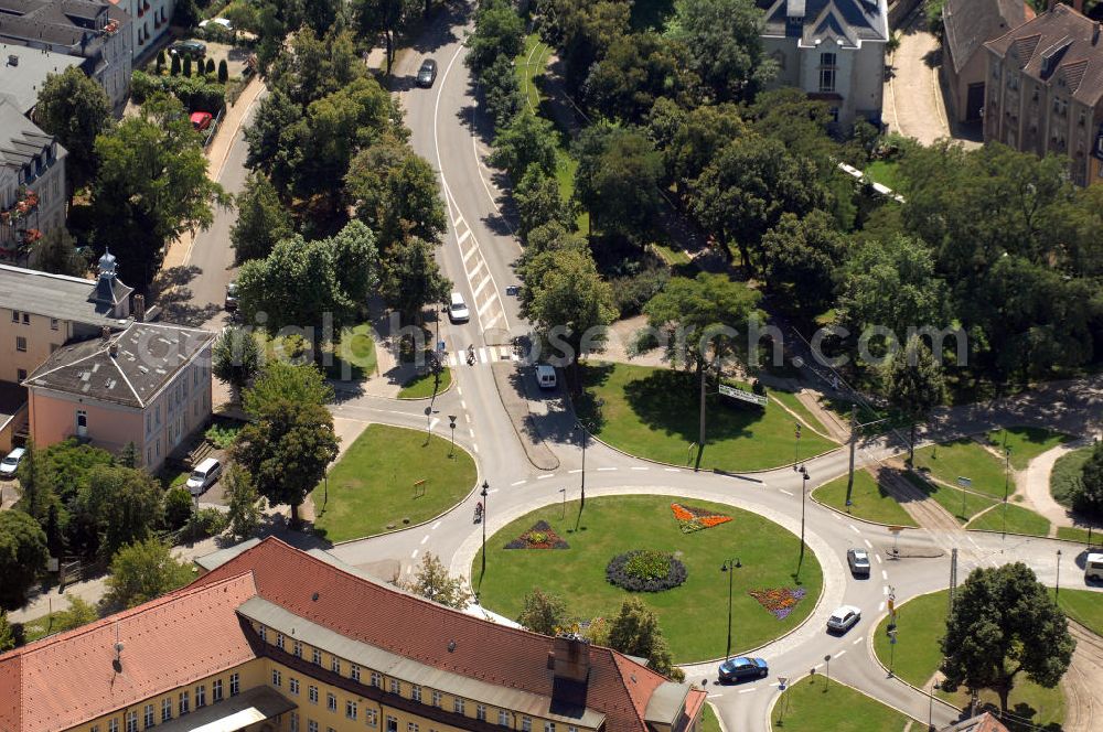 Aerial image Naumburg an der Saale - Postfiliale am Heinrich-von-Stephan-Platz mit Postbank Finanzcenter.