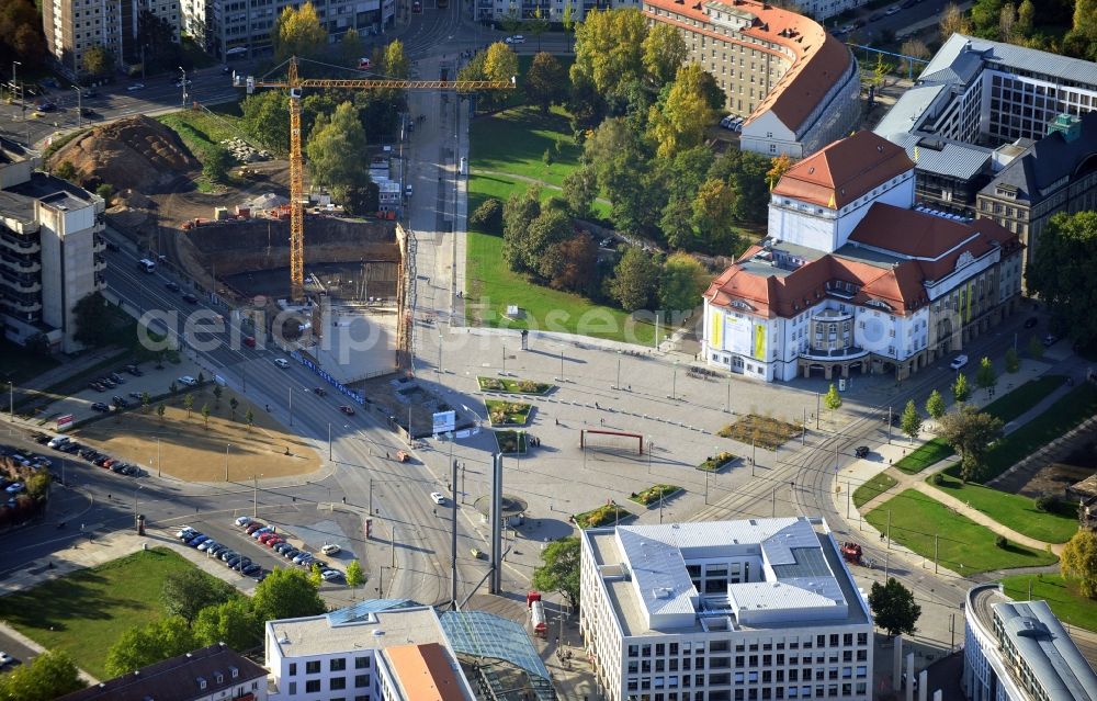 Dresden from the bird's eye view: View of the Postplatz in Dresden in the state Saxony