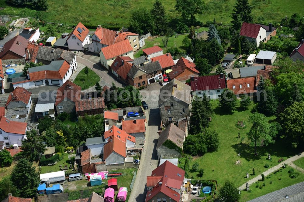 Kloster Gröningen from above - Village view Poststrasse - Freiheitsstrasse of Kloster Groeningen in the state Saxony-Anhalt