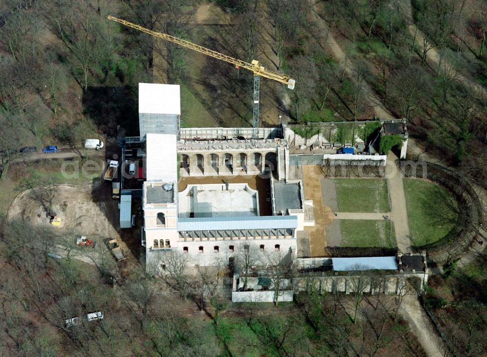 Potsdam from the bird's eye view: Potsdam - Rekonstruktion des Schloß Bellvedere auf dem Pfingstberg.