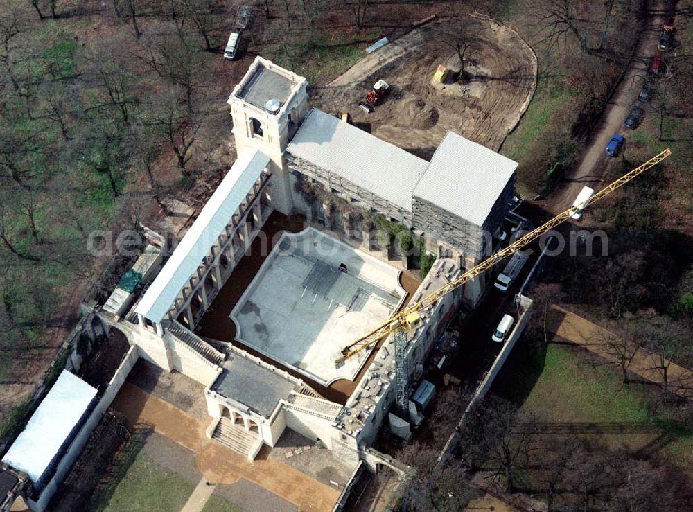 Aerial image Potsdam - Potsdam - Rekonstruktion des Schloß Bellvedere auf dem Pfingstberg.