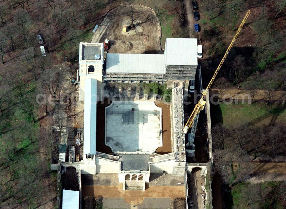 Aerial photograph Potsdam - Potsdam - Rekonstruktion des Schloß Bellvedere auf dem Pfingstberg.