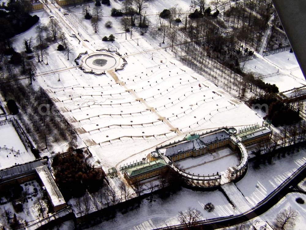 Potsdam/Brandenburg from above - 22.01.2004 Potsdam/Brandenburg Winterlandschaft am Schloß Sanssouci