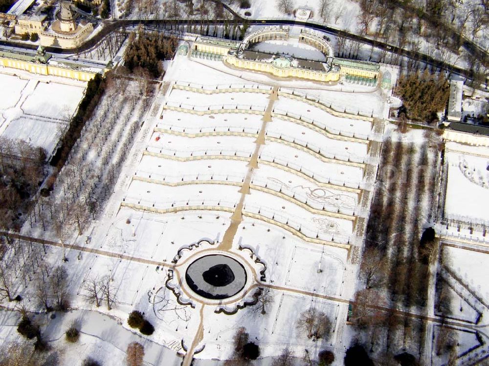 Aerial image Potsdam/Brandenburg - 22.01.2004 Potsdam/Brandenburg Winterlandschaft am Schloß Sanssouci