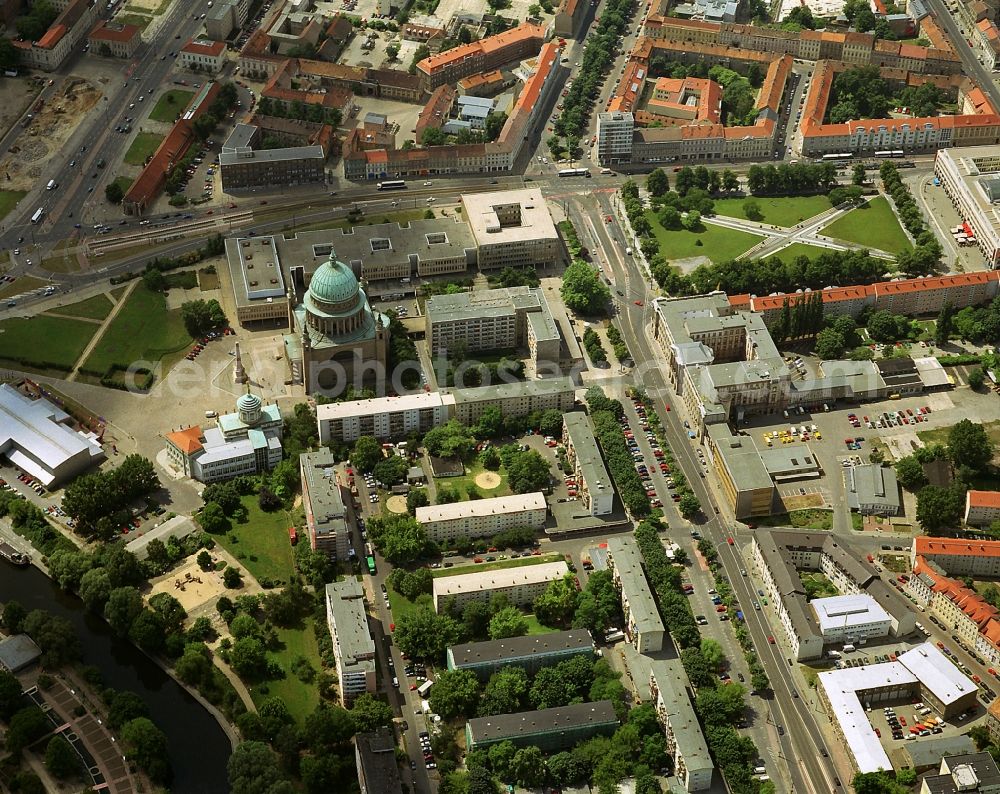 Potsdam from the bird's eye view: View of the city center of Potsdam on the Old Market and the St. Nicholas Church with the Old Town Hall