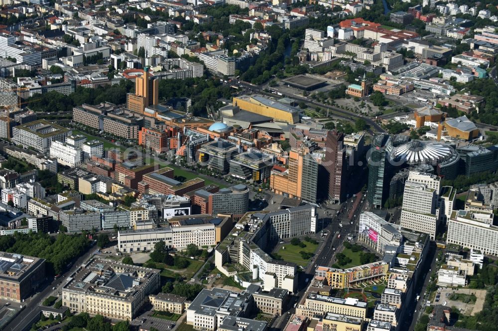 Berlin from above - Ensemble space Potsdamer and Leipziger Platz in the inner city center in Berlin in Berlin, Germany