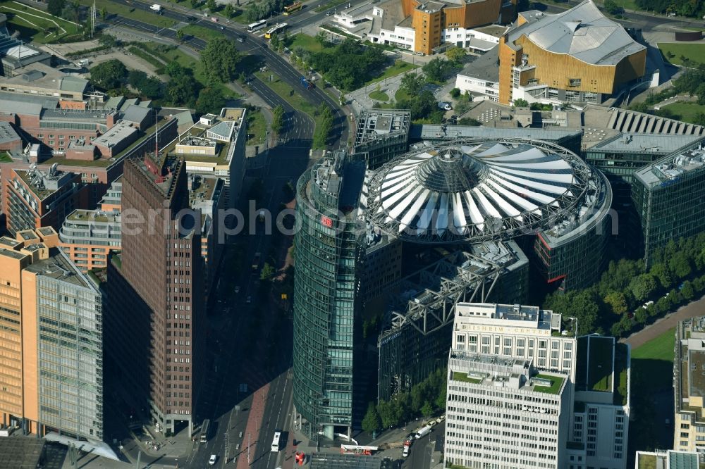 Berlin from the bird's eye view: Ensemble space Potsdamer and Leipziger Platz in the inner city center in Berlin in Berlin, Germany