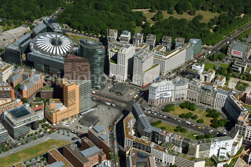 Berlin from above - Ensemble space Potsdamer and Leipziger Platz in the inner city center in Berlin in Berlin, Germany