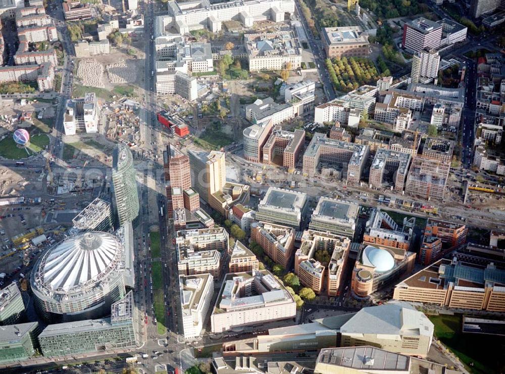 Berlin - Tiergarten from the bird's eye view: Potsdamer Platz in Berlin.