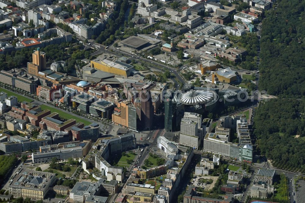 Aerial image Berlin - Ensemble space Potsdamer Platz in the inner city center in Berlin