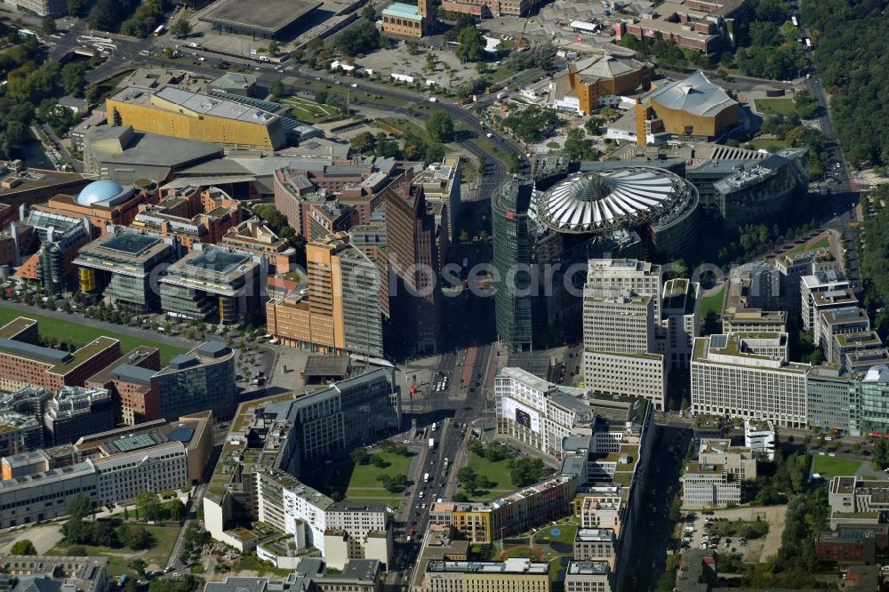 Aerial photograph Berlin - Ensemble space Potsdamer Platz in the inner city center in Berlin