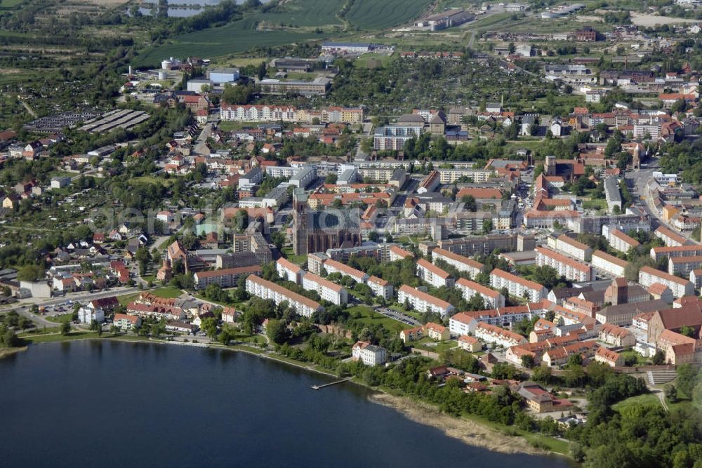 Aerial image Prenzlau - Prenzlau 29.5.2010. Sicht auf Prenzlau am Unteruckersee. Die Kreisstadt ist der Verwaltungssitz des Landkreises Uckermark. View to the county seat Prenzlau at the lake Unterucker. It is the administrative centre of the county Uckermark.