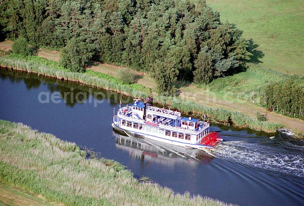 Aerial image Prerow / Mecklenburg Vorpommern - Prerow / Mecklenburg Vorpommern neuer Raddampfer Riverstar der Reederei auf der Fahrt von Bresewitz nach Prerow Poschke Fahrgastschifffahrt GmbH Pumpeneck 5 18375 Born Telefon 03 82 34 / 2 39 Telefax 03 82 34 / 3 01 39 Mobil 0171 / 4 10 04 26 E-Mail: Reederei-Poschke@web.de