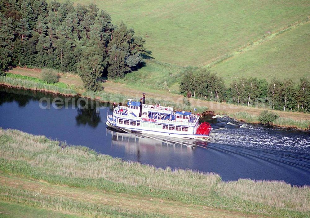 Prerow / Mecklenburg Vorpommern from above - Prerow / Mecklenburg Vorpommern neuer Raddampfer Riverstar der Reederei auf der Fahrt von Bresewitz nach Prerow Poschke Fahrgastschifffahrt GmbH Pumpeneck 5 18375 Born Telefon 03 82 34 / 2 39 Telefax 03 82 34 / 3 01 39 Mobil 0171 / 4 10 04 26 E-Mail: Reederei-Poschke@web.de