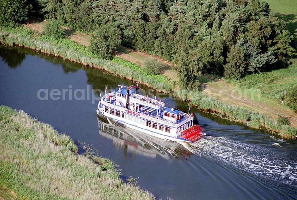 Aerial image Prerow / Mecklenburg Vorpommern - Prerow / Mecklenburg Vorpommern neuer Raddampfer Riverstar der Reederei auf der Fahrt von Bresewitz nach Prerow Poschke Fahrgastschifffahrt GmbH Pumpeneck 5 18375 Born Telefon 03 82 34 / 2 39 Telefax 03 82 34 / 3 01 39 Mobil 0171 / 4 10 04 26 E-Mail: Reederei-Poschke@web.de