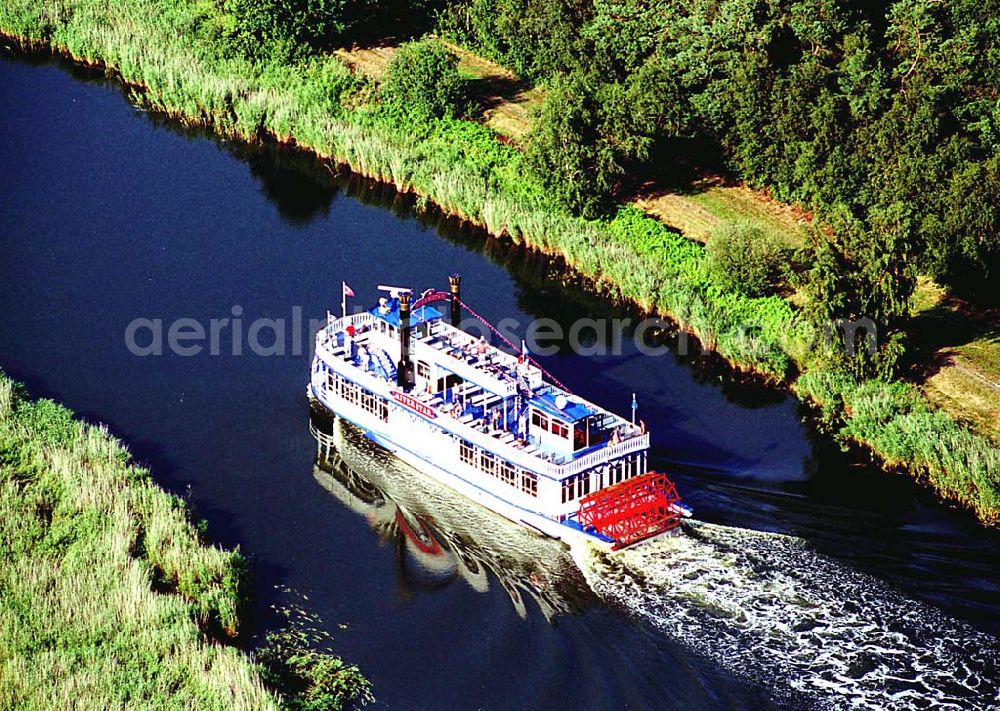 Aerial photograph Prerow / Mecklenburg Vorpommern - Prerow / Mecklenburg Vorpommern neuer Raddampfer Riverstar der Reederei auf der Fahrt von Bresewitz nach Prerow Poschke Fahrgastschifffahrt GmbH Pumpeneck 5 18375 Born Telefon 03 82 34 / 2 39 Telefax 03 82 34 / 3 01 39 Mobil 0171 / 4 10 04 26 E-Mail: Reederei-Poschke@web.de