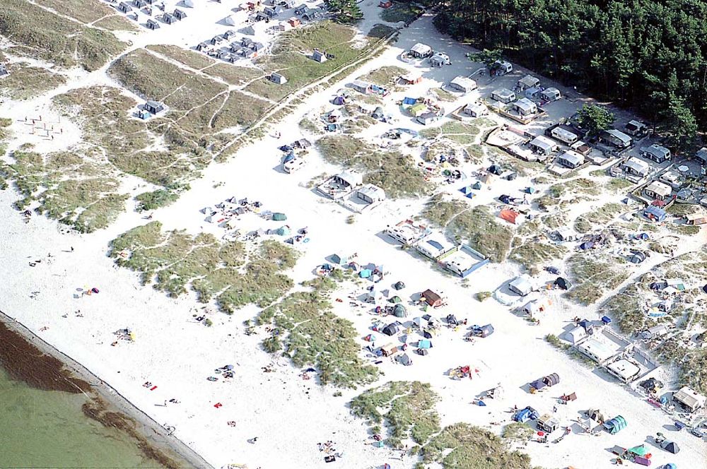 Prerow / Mecklenburg Vorpommern from the bird's eye view: Prerow / Mecklenburg Vorpommern Zeltplatz am Strand von Prerow in MV