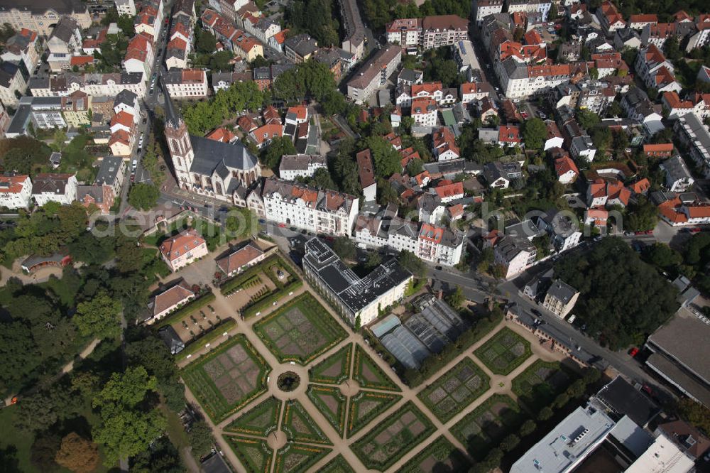 Darmstadt from above - Prince George's Garden in Darmstadt in Hesse. From the formerly separate gardens of the Prince George's palace and the garden took Pretlackschen the Prince George's garden