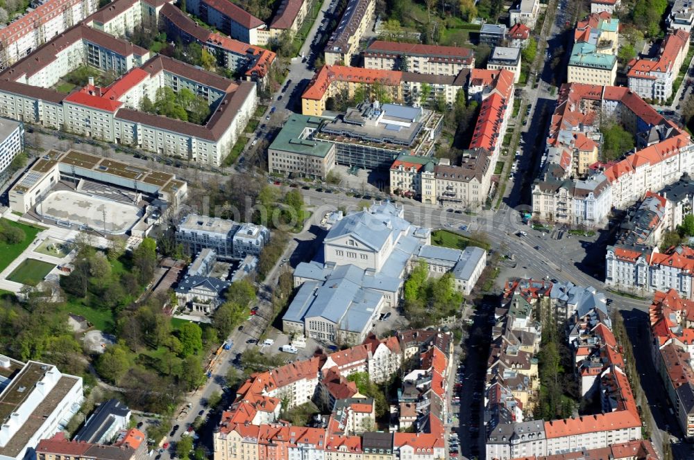 Aerial photograph München OT Bogenhausen - View of the Prinzregententheater in Munich in the state Bavaria