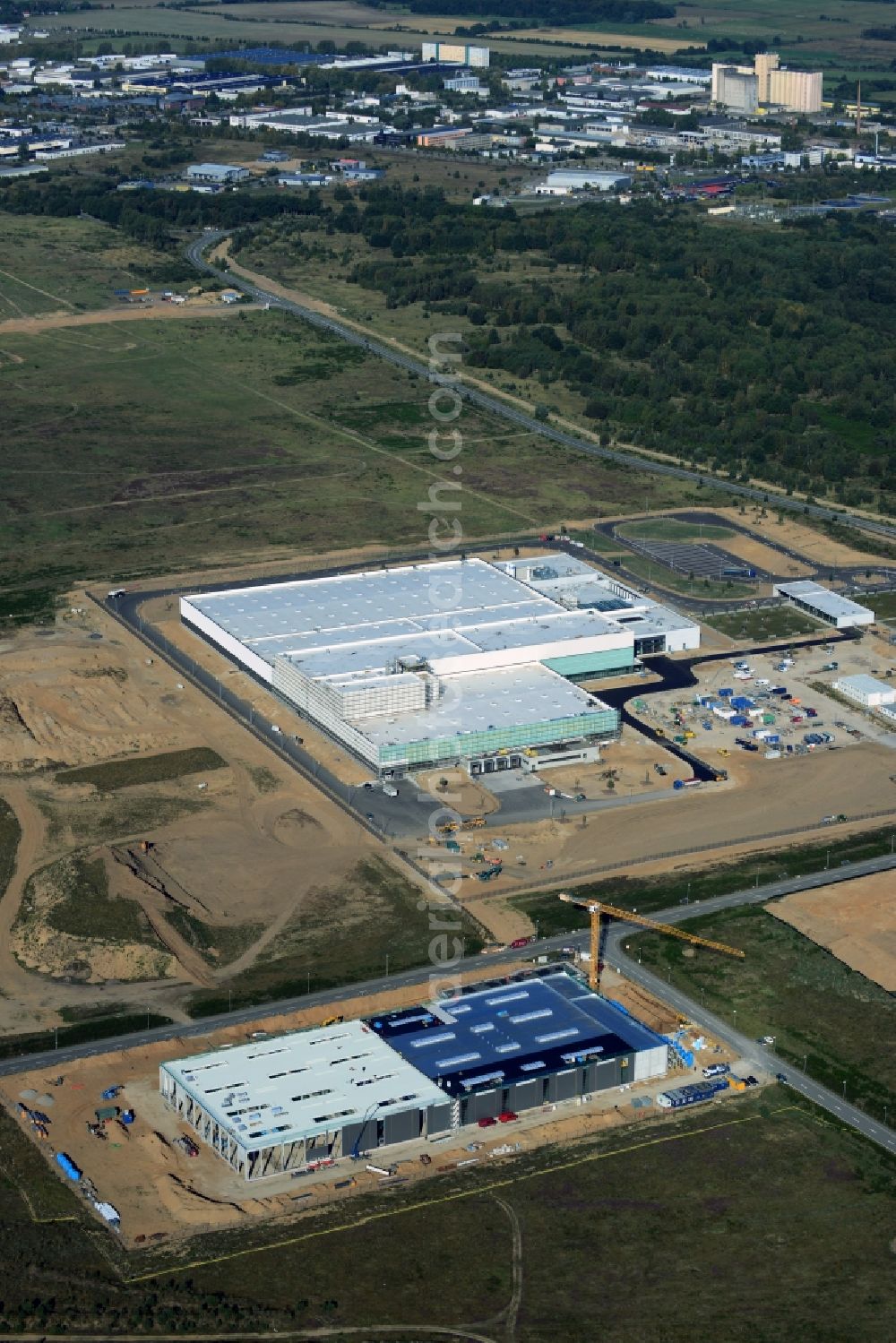 Aerial photograph Schwerin - Procap construction - construction site in the Industrial Park Schwerin in Mecklenburg-Western Pomerania