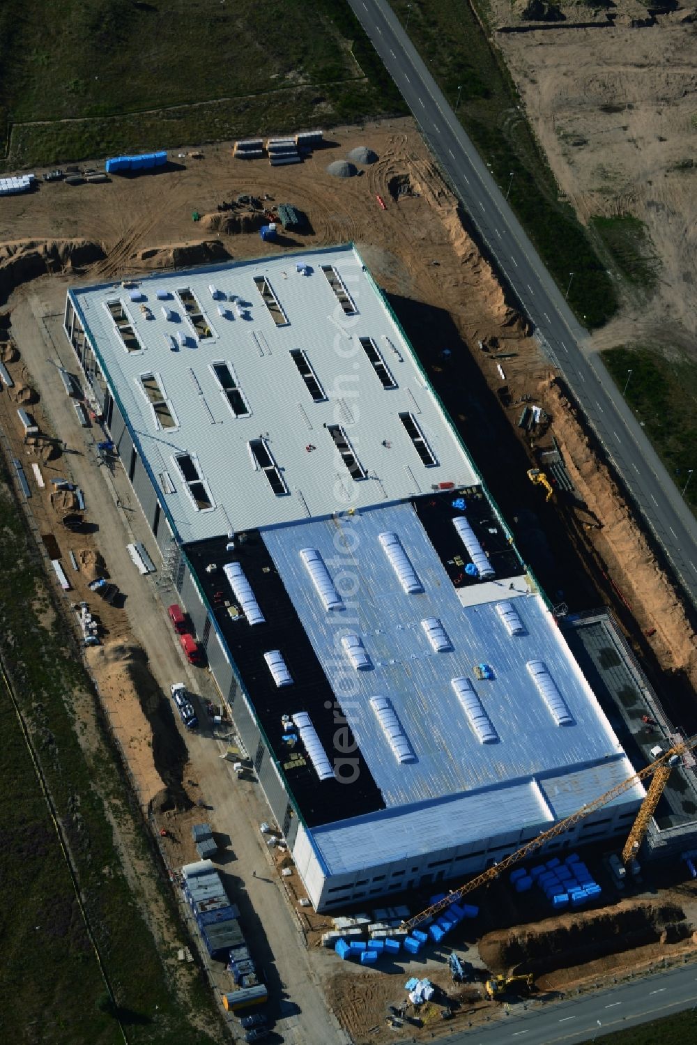 Schwerin from the bird's eye view: Procap construction - construction site in the Industrial Park Schwerin in Mecklenburg-Western Pomerania