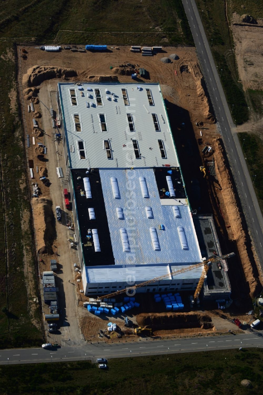 Aerial image Schwerin - Procap construction - construction site in the Industrial Park Schwerin in Mecklenburg-Western Pomerania