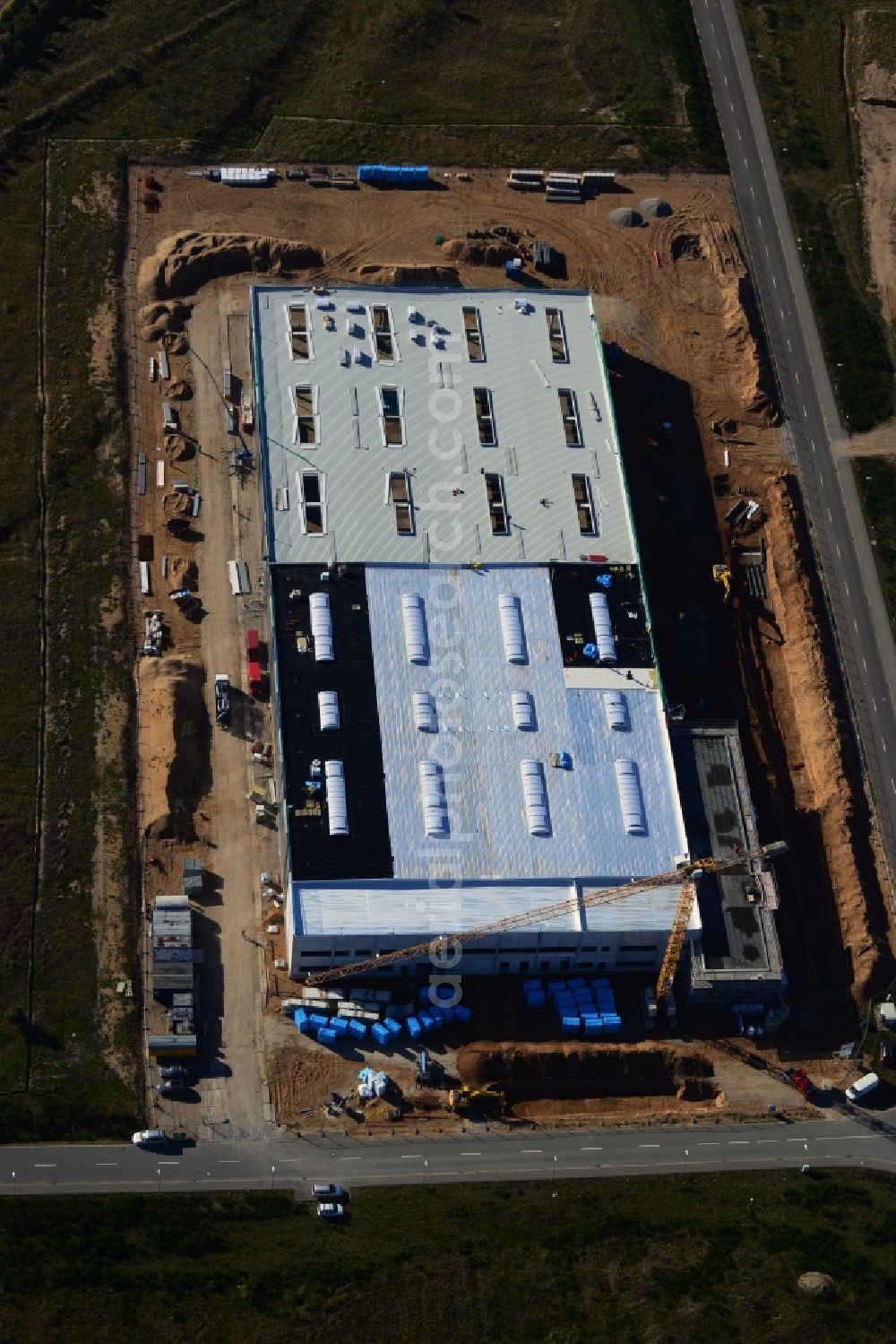 Aerial photograph Schwerin - Procap construction - construction site in the Industrial Park Schwerin in Mecklenburg-Western Pomerania