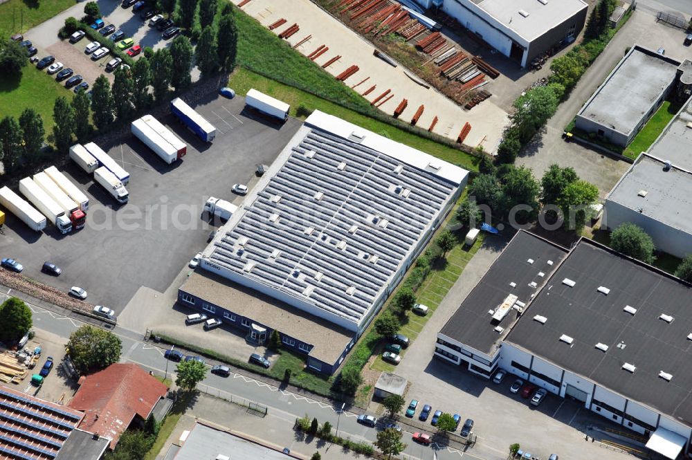 Aerial image Dortmund - Wickede - Produktions- und Lagerhalle an der Gernotstraße in Dortmund-Wickede in Nordrhein-Westfalen / North Rhine-Westphalia. Ein Projekt der Unternehmensgruppe Markus Gerold. Mieter ist die Drobig GmbH & Co.KG Kokosweberei.