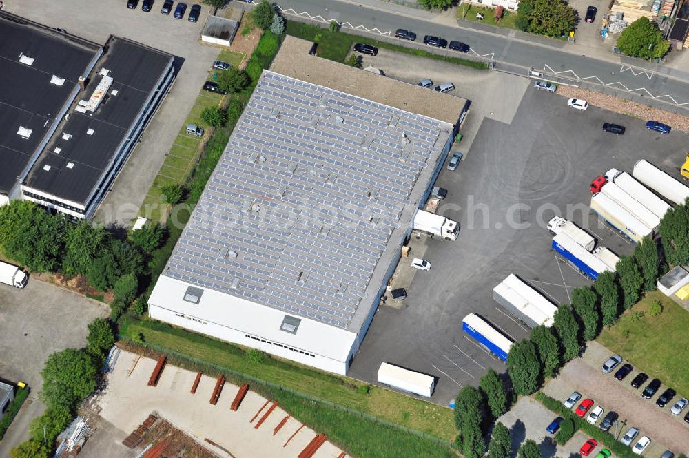 Aerial image Dortmund - Wickede - Produktions- und Lagerhalle an der Gernotstraße in Dortmund-Wickede in Nordrhein-Westfalen / North Rhine-Westphalia. Ein Projekt der Unternehmensgruppe Markus Gerold. Mieter ist die Drobig GmbH & Co.KG Kokosweberei.