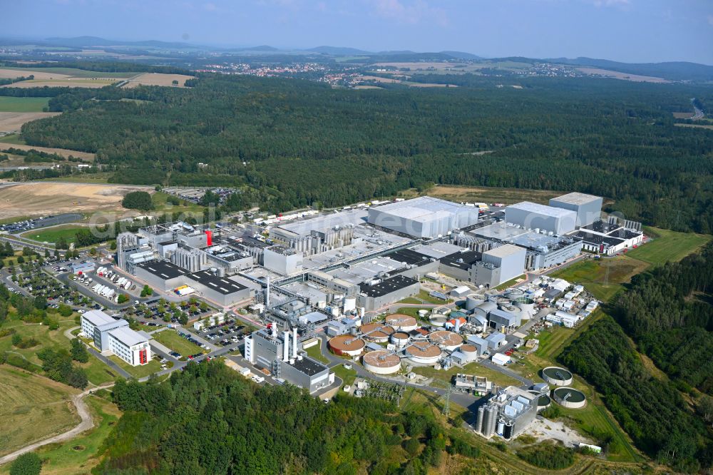 Feldschlößchen from above - Production facilities of the Sachsenmilch company in Leppersdorf in the federal state of Saxony